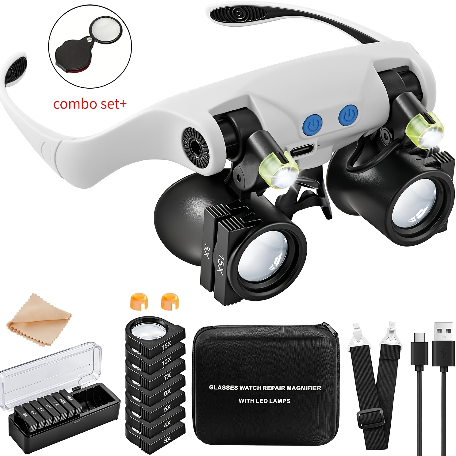 Electronics Repair Glasses - Okulary powiększające LED do noszenia na