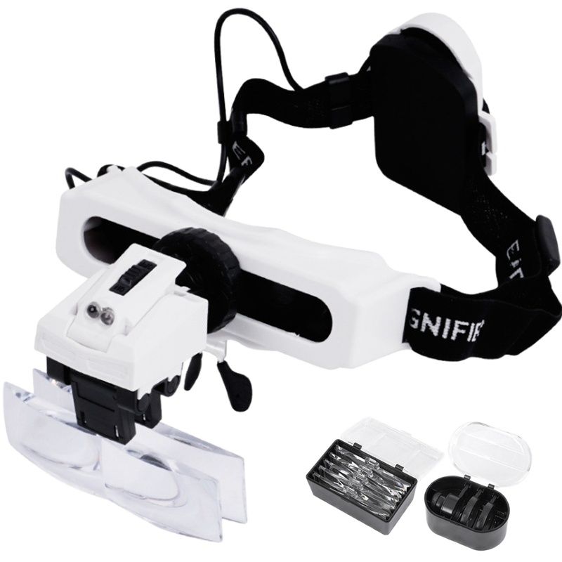 Electronics Repair Glasses - Podświetlana lupa czołowa z lampą LED,