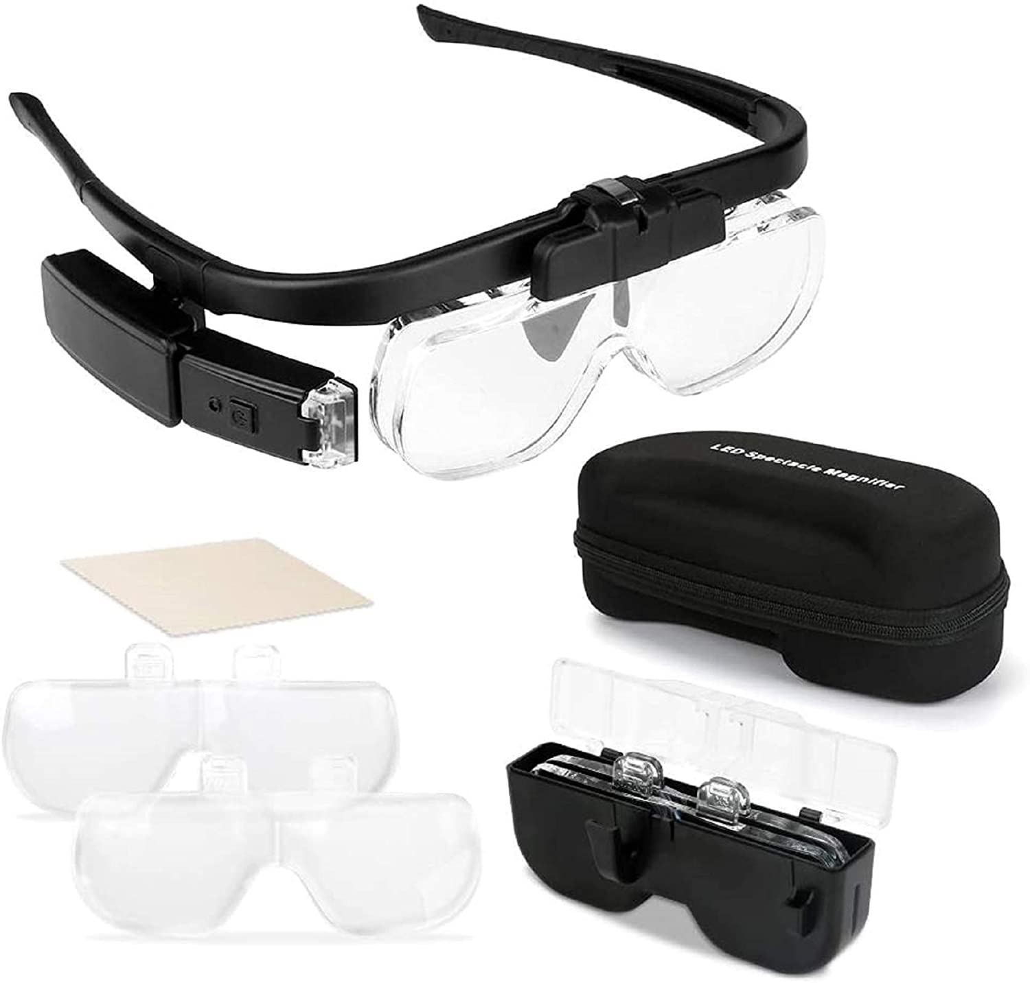 Electronics Repair Glasses - Lupa 1,5X/2X/2,5X/3,5X/4X/4,5X USB akumulator z diodą