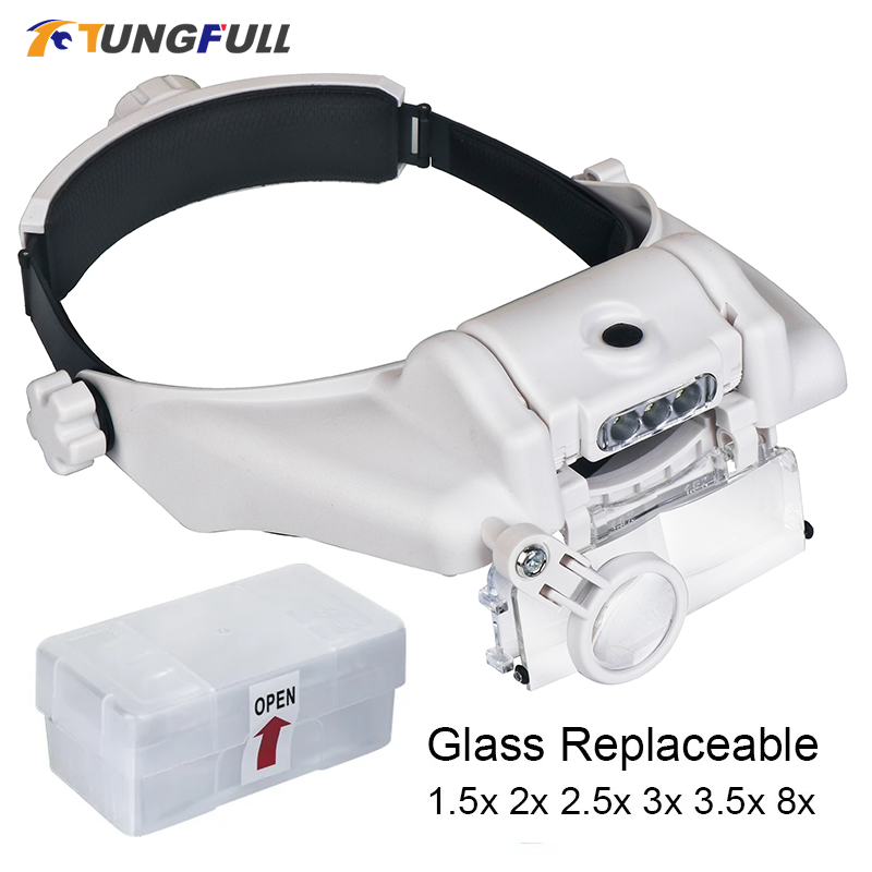 Electronics Repair Glasses - Lupa LED z pałąkiem na głowę